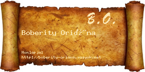 Boberity Oriána névjegykártya